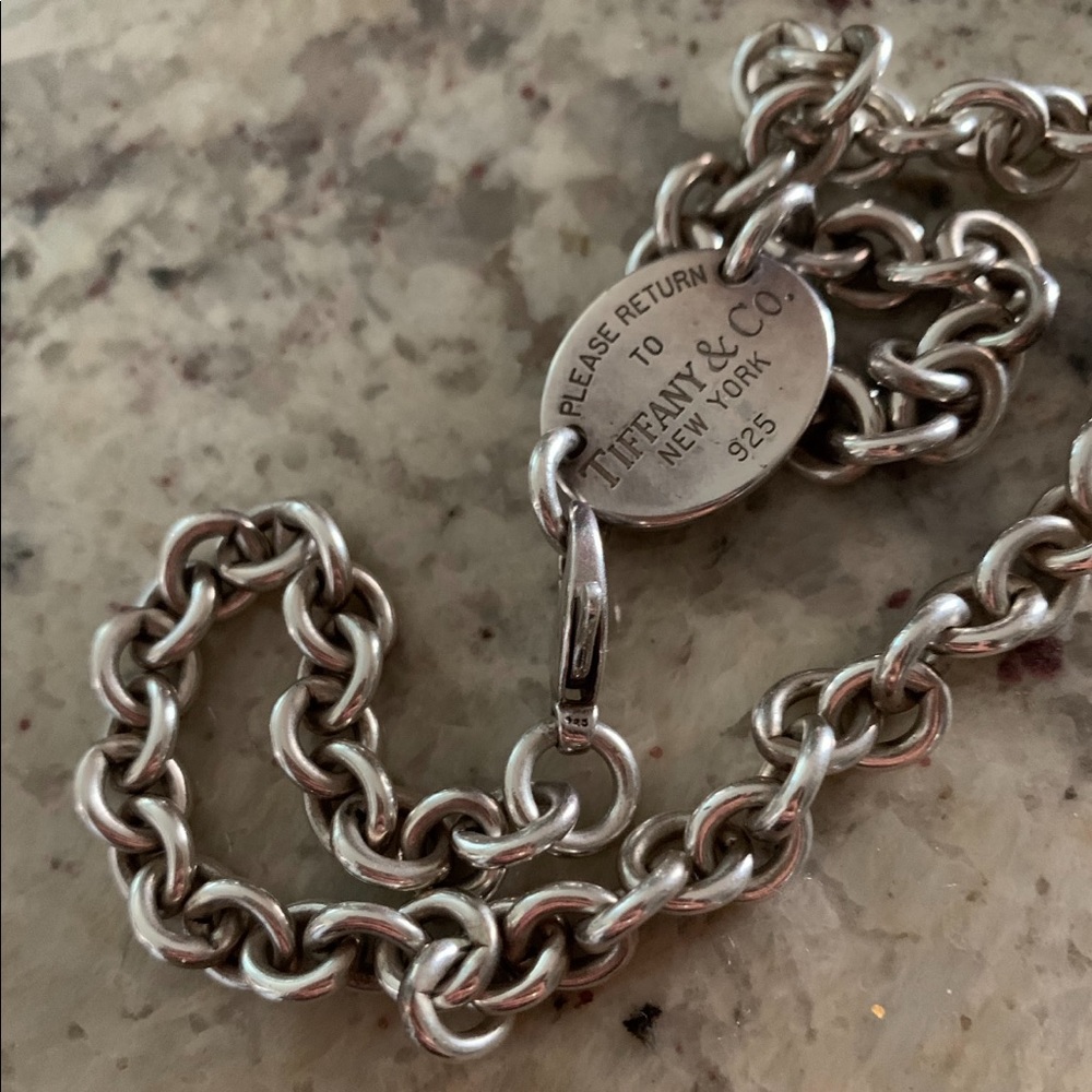 Tiffany & Co. Retired Silver Oval Tag Necklace